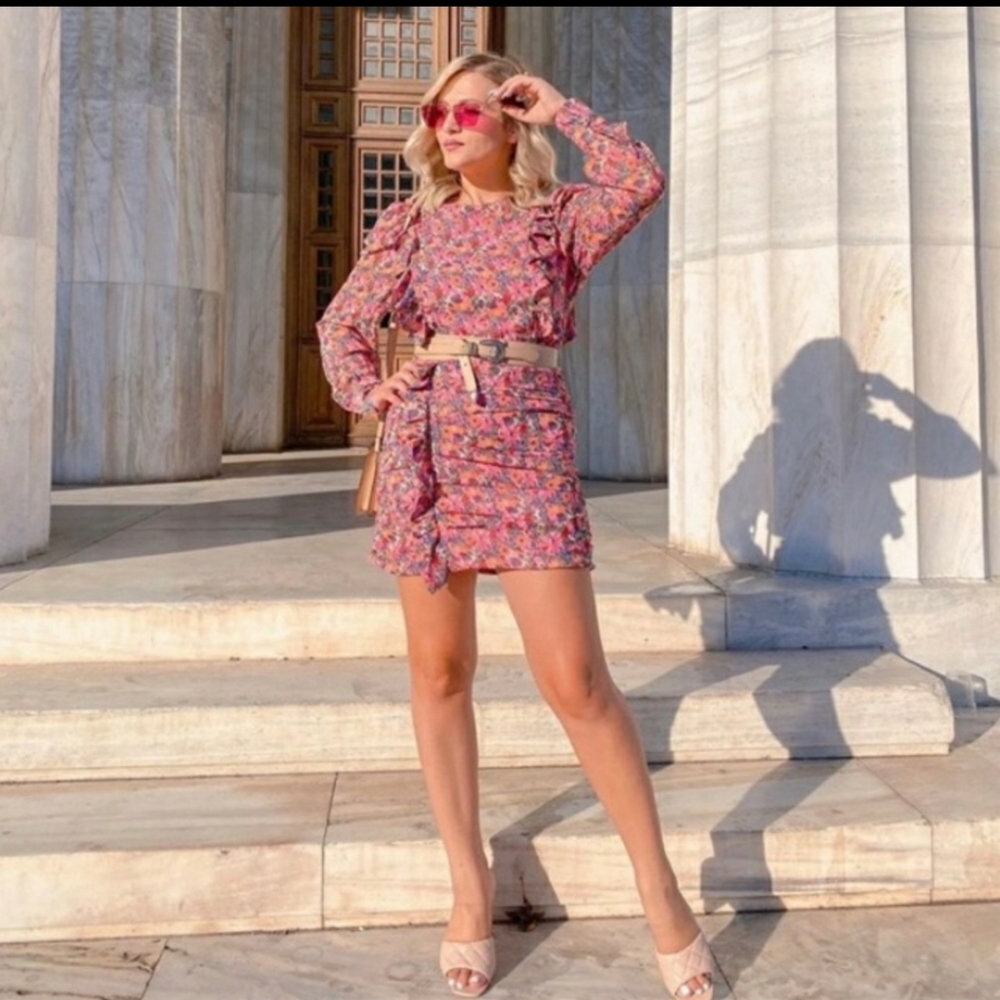 Zara draped printed dress